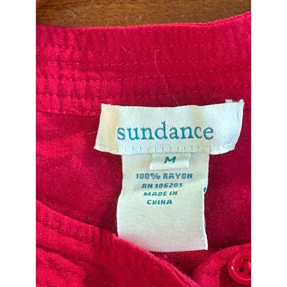 Sundance Women Pink Pintuck Pleated Henley Tunic Blouse Medium RN 106205 - Picture 6 of 6